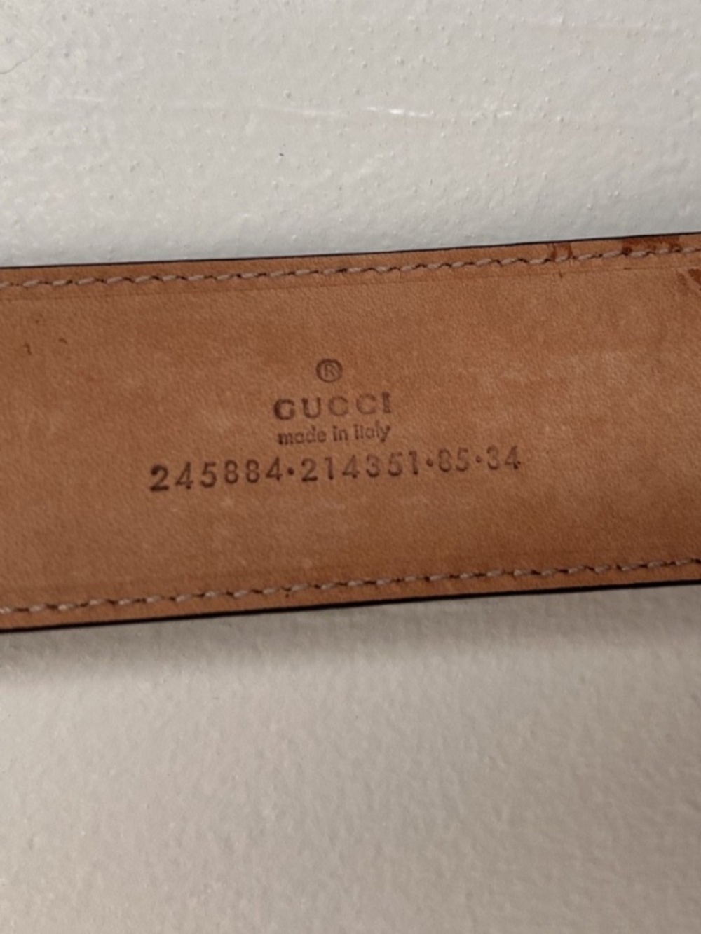 GUCCI Women's Brown Leather Belt w/ GG Logo Gold Hardware 245884 Size 85/34 - Picture 4 of 6